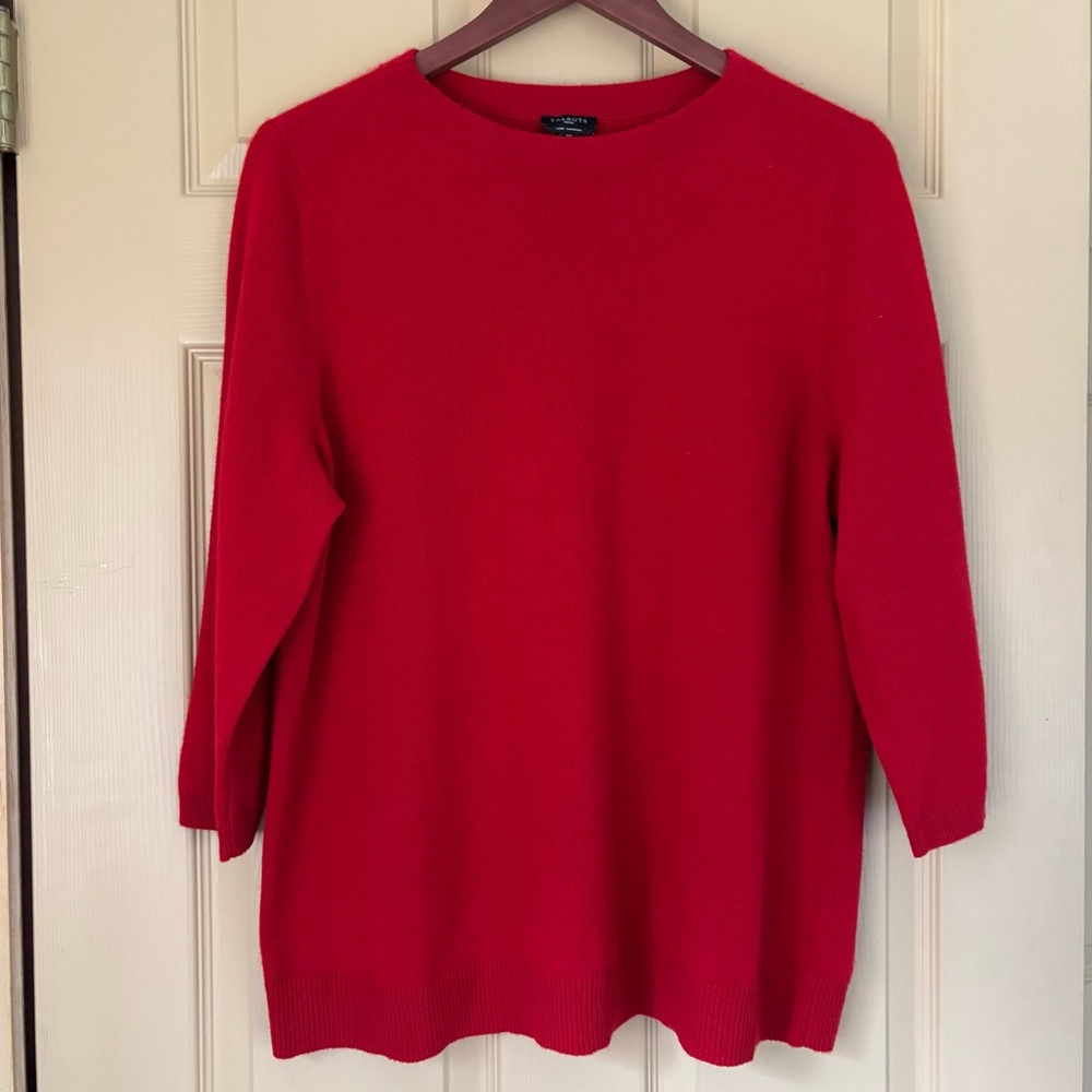 TALBOTS | Red Cashmere Classic Minimalist Audrey Crewneck Sweater | Size 1X